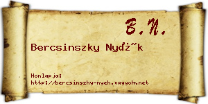 Bercsinszky Nyék névjegykártya
